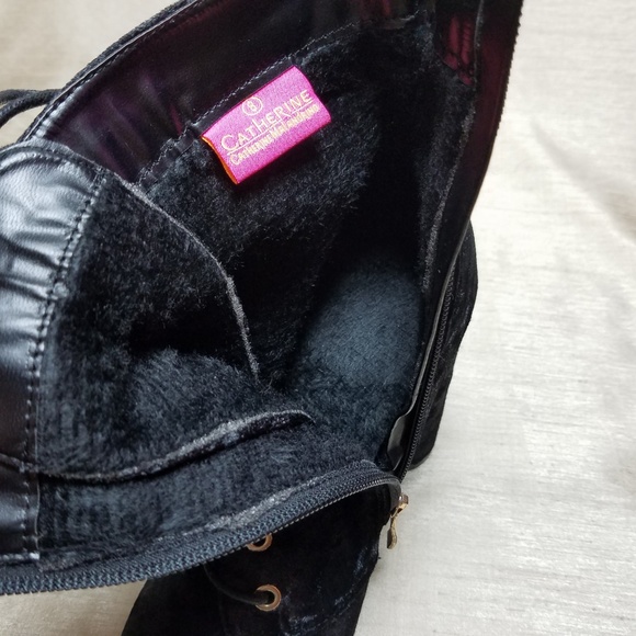 Catherine Malandrino Velvet Laceup Ankle Boots, 8M - Picture 5 of 6